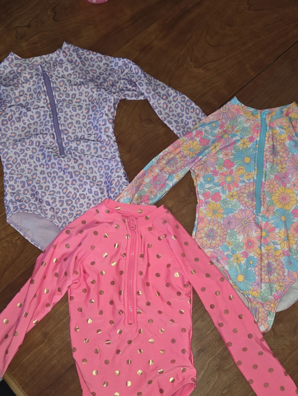 wonder nation Girls Long Sleeve Rashguard Swim Set - Pink, Purple, Multi Floral